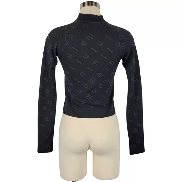 Lululemon Rest Less Cropped Half Zip size 6 in Logo Letter Black/Graphite Grey. - Picture 5 of 8